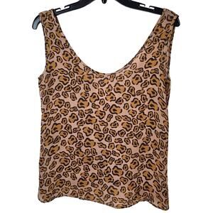 Tucker Tank Womens M Brown Silk Leopard Print Semi Sheer Classic Feminine Summer